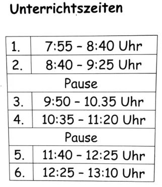 Unterrichtszeiten